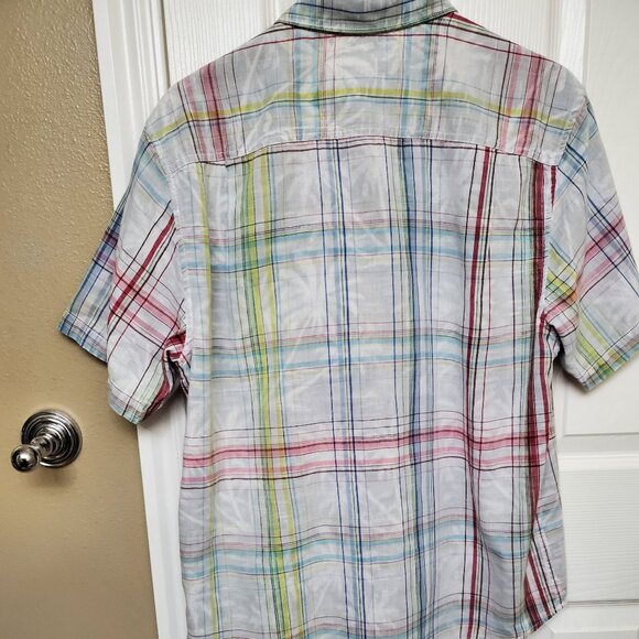 Tommy Bahama Reversible Plaid Short Sleeve Button-Up Shirt Size M - Picture 4 of 4